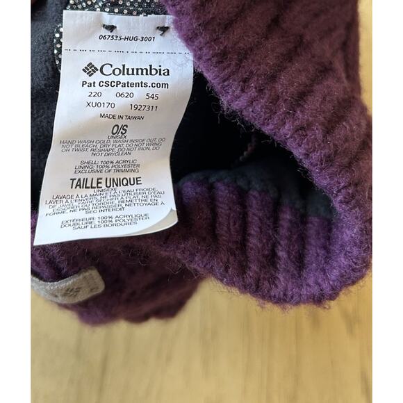 Columbia Omni Heat Hat Cap Mens Women’s Beanie OS Columbia Cable Knit Maroon - Picture 3 of 9